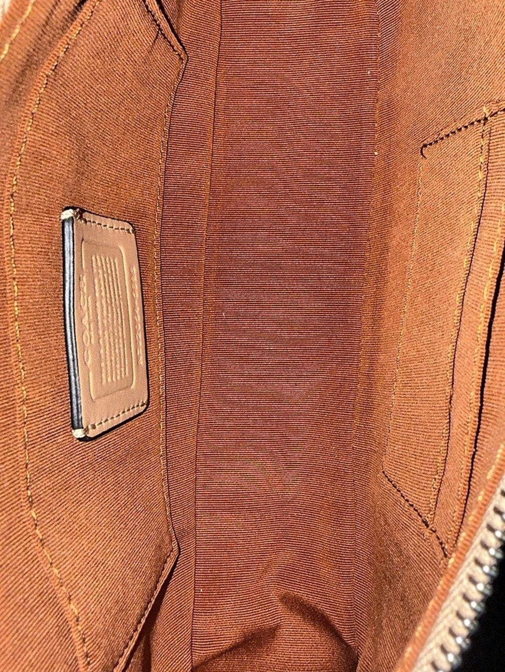 Coach Teri Shoulder Bag In Signature Canvas NWOT Silver/Tan/Taupe - Picture 11 of 11